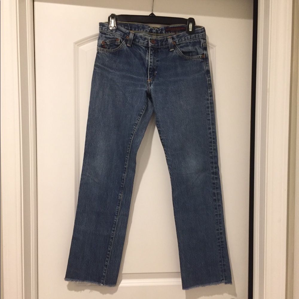 AG Adriano Goldschmied straight leg raw edge jeans